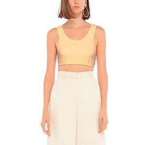 NWT GANNI Two Pack of Embroidered Logo Crop Top Bralettes in Peach Fuzz Size M